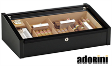 Adorini Humidor Vega, Black - Deluxe Glass Top (UDSOLGT)